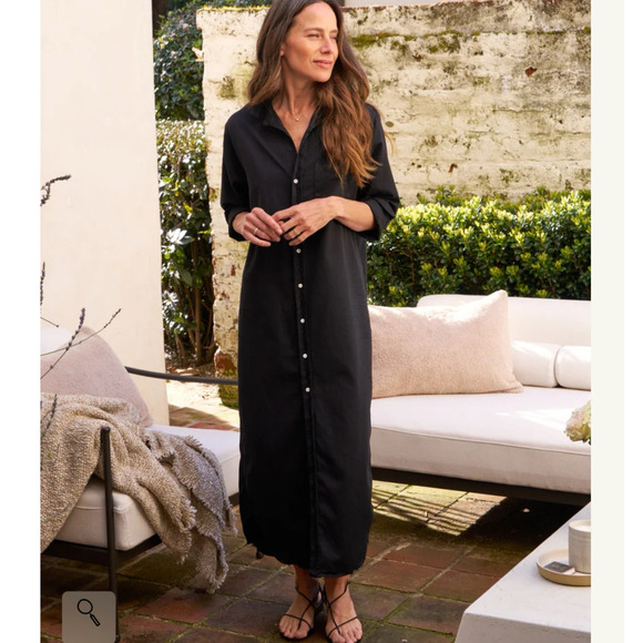 Frank & Eileen Famous Denim Rory Maxi Shirtdress Dress In Black Size Small - Picture 3 of 14